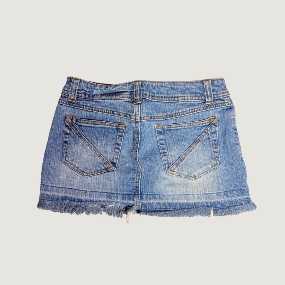 Y2K Arizona Jean Co Denim Mini Skirt Light Wash Raw Hem #16